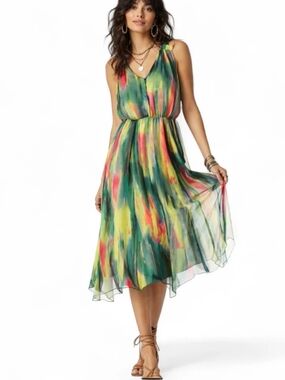Simply Vera Vera Wang Watercolor Chiffon Dress  XS